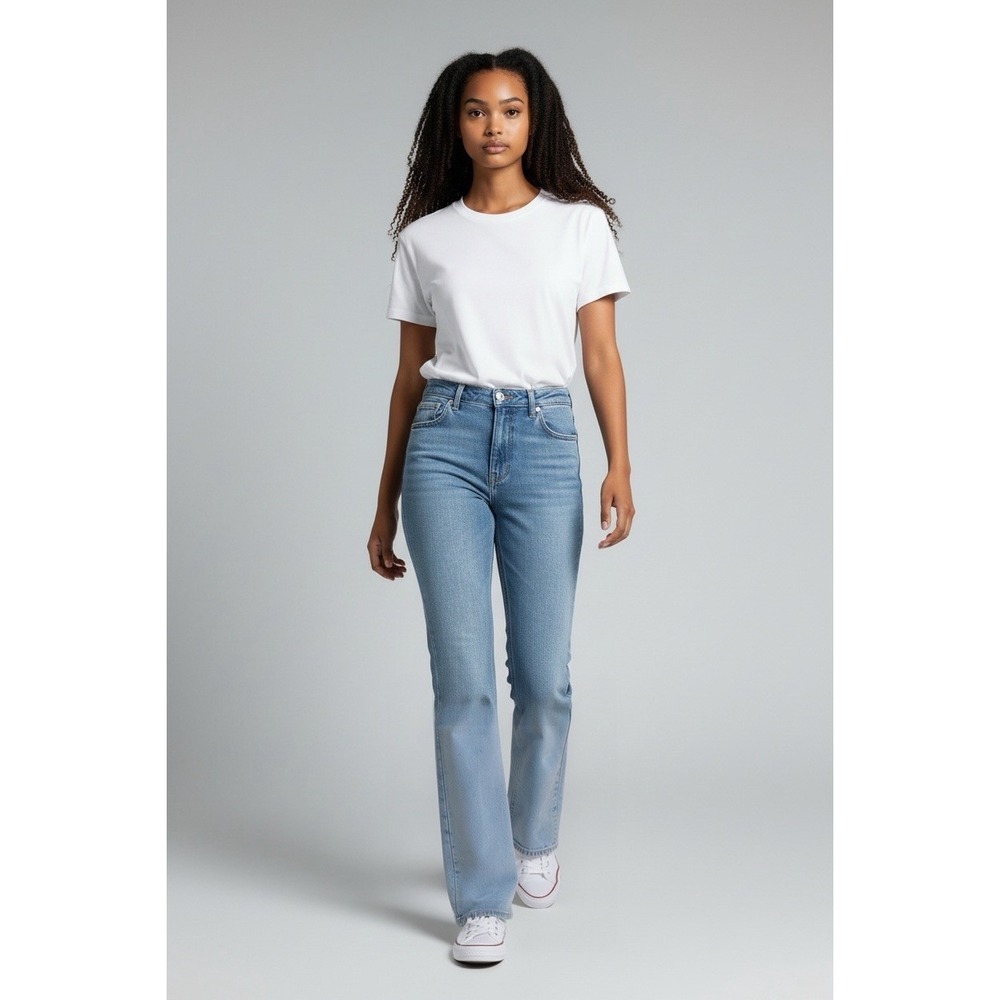 Ganni Betzy Slim Flare Light Wash HighRise Organic Cotton Denim Jeans Size 26